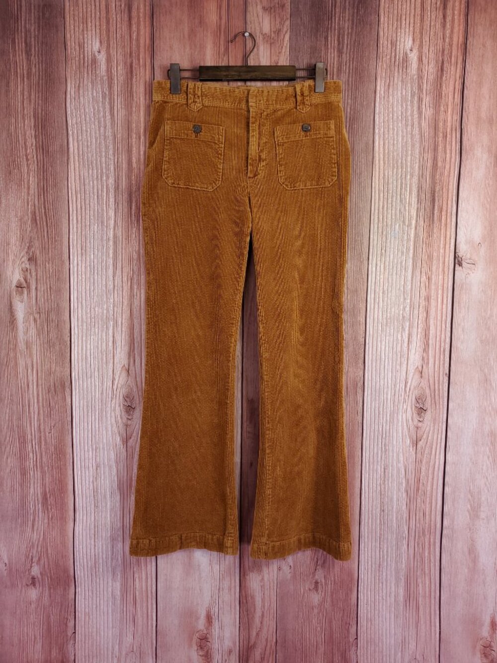 Free People Corduroy Flare Pants Womens Size 6 Mid Rise Pocket Boho Brown Casual